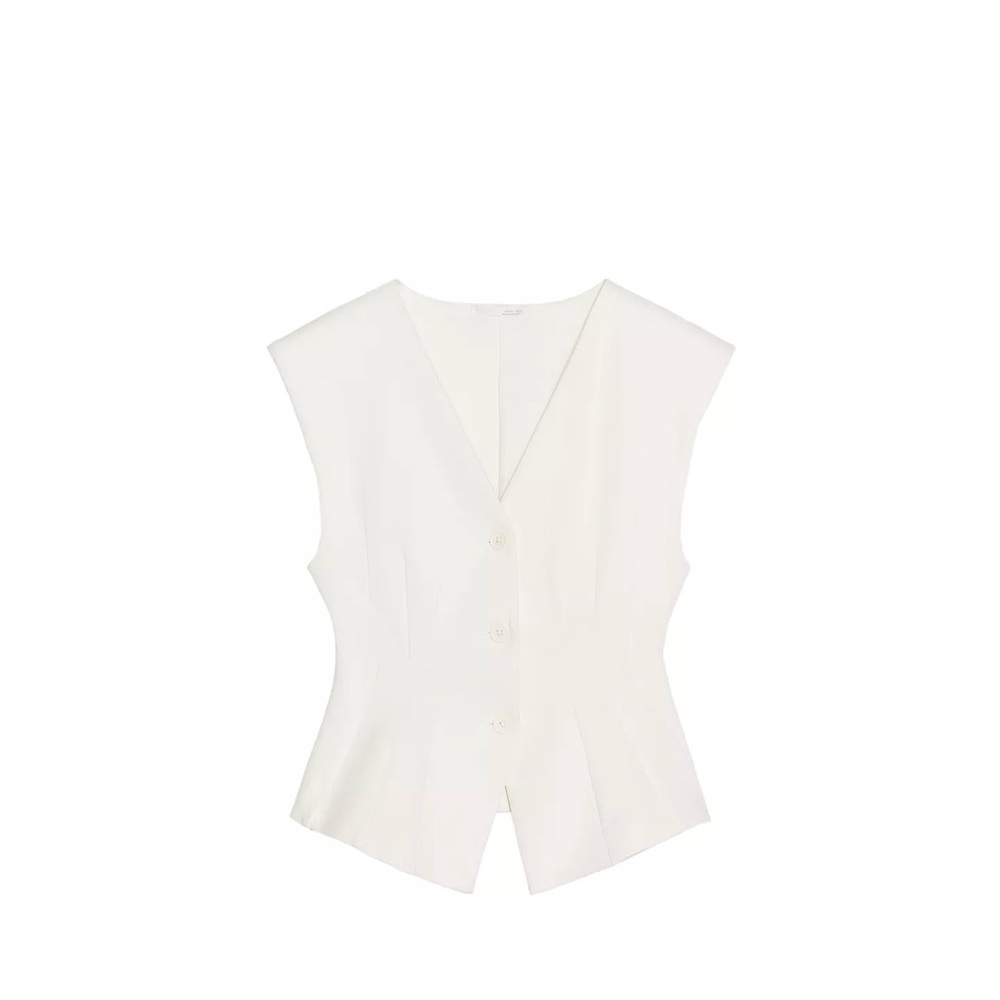 Zara Cream Tailored Sleeveless Waistcoat